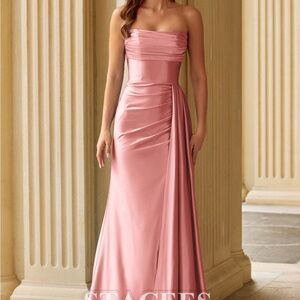 NWT Stacees Elegant Pink Strapless Evening Gown